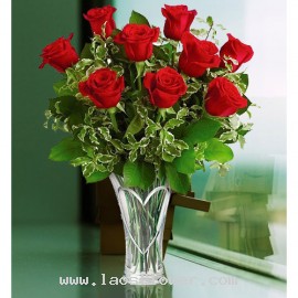 9 Red Roses Vase